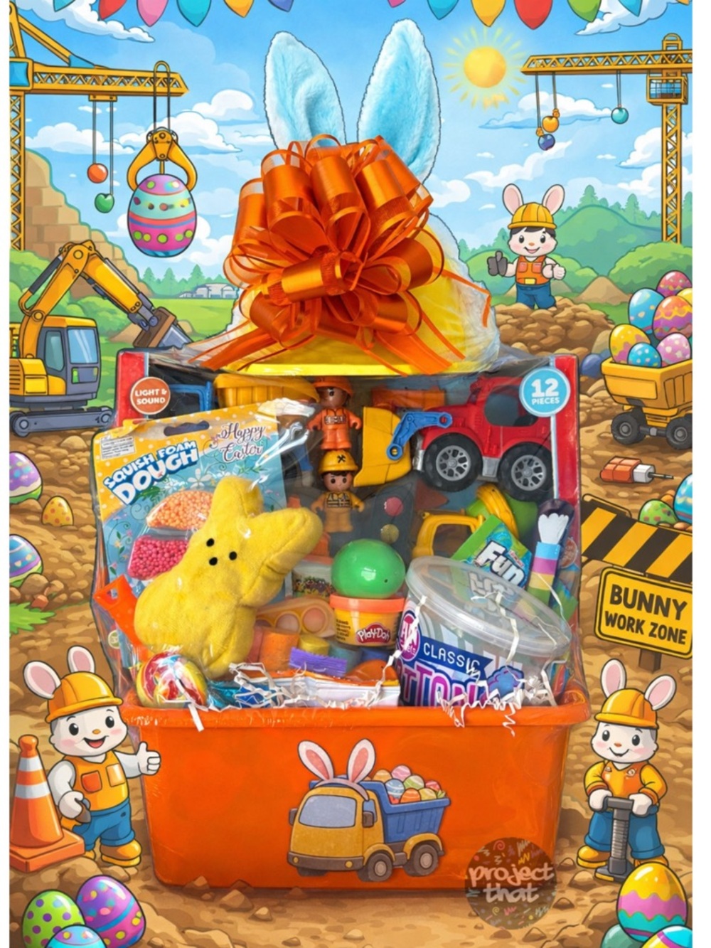 Toy Trucks Construction Prefilled Easter Basket